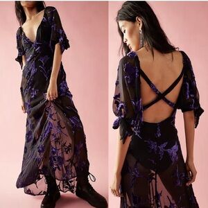 Free People Dahlia burnout velvet bodysuit maxi dress